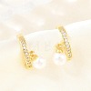 Round Brass Micro Pave Clear Cubic Zirconia Cuff Earrings EJEW-Z164-02G-3