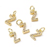 Real 18K Gold Plated Brass Micro Pave Clear Cubic Zirconia Charms KK-E068-VB452-Z-4