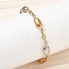 Two Tone Horse Eye 304 Stainless Steel Link Bracelets for Women BJEW-A169-13GP-3