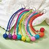 Outdoor Polyester & Spandex Cord Ropes Braided Wood Ball Keychains KEYC-JKC00570-4