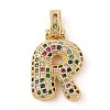 Brass Micro Pave Cubic Zirconia Pendants ZIRC-P121-01G-R-1