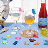 24Pcs 24 Styles Ocean Theme Felt Wine Glass Charms AJEW-BC0004-18-5