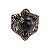 Natural Obsidian Retro Finger Rings RJEW-B067-01R-21-2