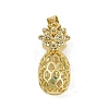 Brass Micro Pave Clear Cubic Zirconia Pineapple Bead Cage Pendants KK-I358-009G-1