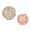 Natural Rose Quartz & Glass Seed Beaded Flower Pendants PALLOY-MZ01211-01-2