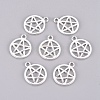 Tibetan Style Alloy Flat Round with Star Charms X-TIBEP-5248-S-FF-1