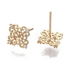 Brass Micro Pave Clear Cubic Zirconia Stud Earring Findings KK-N232-04-NF-3