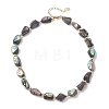 Natural Abalone Shell/Paua Shell Nuggets Beaded Necklaces NJEW-JN05972-3