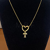 304 Stainless Steel Heart with Initial Pendant Necklaces for Women FS-WG4DC9E-20-1
