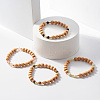 Natural Wood & Gemstone Beaded Stretch Bracelet BJEW-JB07820-2