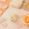 2Pcs 2 Colors Adjustable 304 Stainless Steel Hollow Heart Cuff Rings for Women RJEW-HY0001-09-4