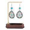 Iron L Shaped Dangle Earring Display Stands with Wooden Trays EDIS-TAC0003-01-2