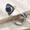 Natural Lapis Lazuli Adjustable Rings G-P560-03AS-14-2