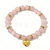 Mother's Day Natural Rose Quartz Round Beads Stretch Bracelets FS-WG258A5-04-1