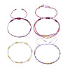 Adjustable Natural Amethyst Bead Braided Bracelet Sets QC4943-2-1