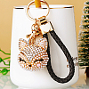 Full Rhinestone Pearl Fox Head Pendant Keychain WG98948-03-1