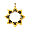 Brass & Glass Seed Beaded Pendants PALLOY-MZ01373-01-1