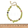 2Pcs 2 Styles Natural Aquamarine & Green Rutilated Quartz & Apatite & Peridot Round and Chip Beaded Bracelet Sets with 304 Stainless Steel End Chains BJEW-JB14339-5