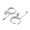 Rhodium Plated 925 Sterling Silver with Cubic Zirconia Hoop Earring Findings EJEW-B038-14P-2