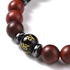 Wooden & Non-magnetic Synthetic Hematite Beaded Bracelet Sets BJEW-JB09063-3