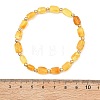 Natural Amber Cuboid Beads Stretch Bracelets for Women Men BJEW-JB13639-01-4