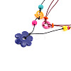 Resin and Wood Flower Conch Shape Pendant Waxed Cord Double Layer Necklaces for Women WG7D97B-01-3
