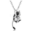 Stainless Steel Rhinestone Cow Cat Urn Ashes Pendant Necklace for Women PW-WG86E74-04-1