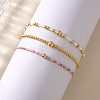3Pcs 3 Styles Glass Seed Beads & Brass Beads Stretch Bracelets Set for Women VQ8944-1-2