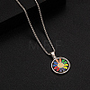 Rotatable Alloy Colorful Enamel Pendant 316 Surgical Stainless Steel Chain Necklaces for Men FS-WG50373-01-1