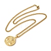 Brass Clear Cubic Zirconia Curb Chain Constellation Pendant Medal Necklaces for Women NJEW-U010-01G-07-2