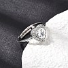 Brass Micro Pave Clear Cubic Zirconia Cuff Open Rings CU-CBA5C10-01P-3