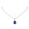 2Pcs 2 Styles Alloy Glass Teardrop Heart Pendant 304 Stainless Steel Rolo Chain Necklaces for Women NJEW-JN06499-4