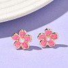 Flower Brass & ABS Plastic Pearl Stud Earrings EJEW-P336-07G-07-1