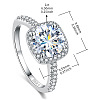 Rhodium Plated 925 Sterling Silver Moissanite Finger Rings for Women WGE3211-16-2