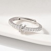 S925 Sterling Silver Adjustable Letter Rings for Women RJEW-M068-01P-H-5