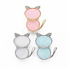 Crystal Rhinestone Cat Brooch JEWB-N007-019-FF-1