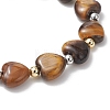 Electroplate Non-magnetic Synthetic Hematite & Natural Gemstone Heart Beads Stretch Bracelets for Women BJEW-JB13447-5