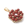 Natural Red Jasper Faceted Round Cluster Flower Pendants PALLOY-MZ01197-01-3