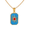 304 Stainless Steel Enamel Sun Dog Tag Pendant Necklaces WG4B66F-04-1
