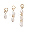 3Pcs 3 Styles Natural Cultured Freshwater Pearl Pendants PALLOY-JF05069-1