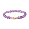 Natural Amethyst Round Beads Stretch Bracelets Set BJEW-JB06980-02-3