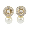 Rack Plating Brass With ABS Imitation Pearl Beads EJEW-U006-05G-1