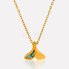 Luxury 304 Stainless Steel Pave Natural Paua Shell Whale Tail Pendant Necklaces EK0533-3-2