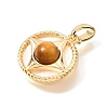 Natural Tiger Eye & Natural Shell Pendants KK-N289-08G-01-2