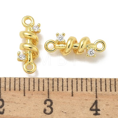 Rack Plating Brass Clear Cubic Zirconia Vortex Connector Charms KK-L224-069G-1