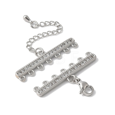 Brass Clear Cubic Zirconia Chain Extender KK-F893-10P-1