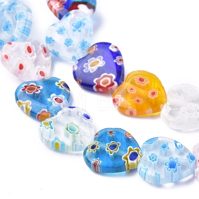 Heart Handmade Millefiori Glass Beads Strands LK-R004-68-1