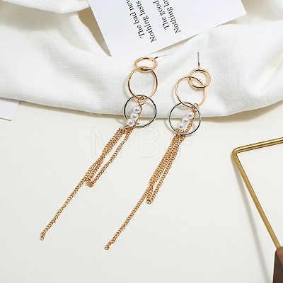 Ring Shape Iron Tassel Stud Earrings LI8396-2-1