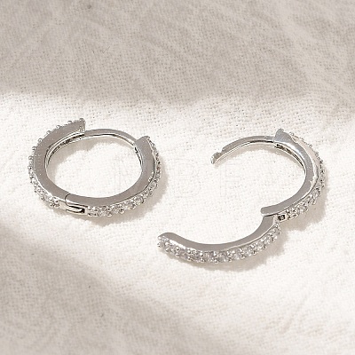 Rack Plating Brass Micro Pave Cubic Zirconia Hoop Earrings EJEW-H143-15P-1