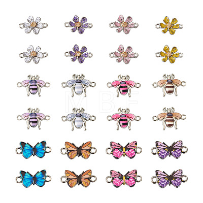 24Pcs 12 Styles Alloy Enamel Connector Charms FIND-BG0001-03-1